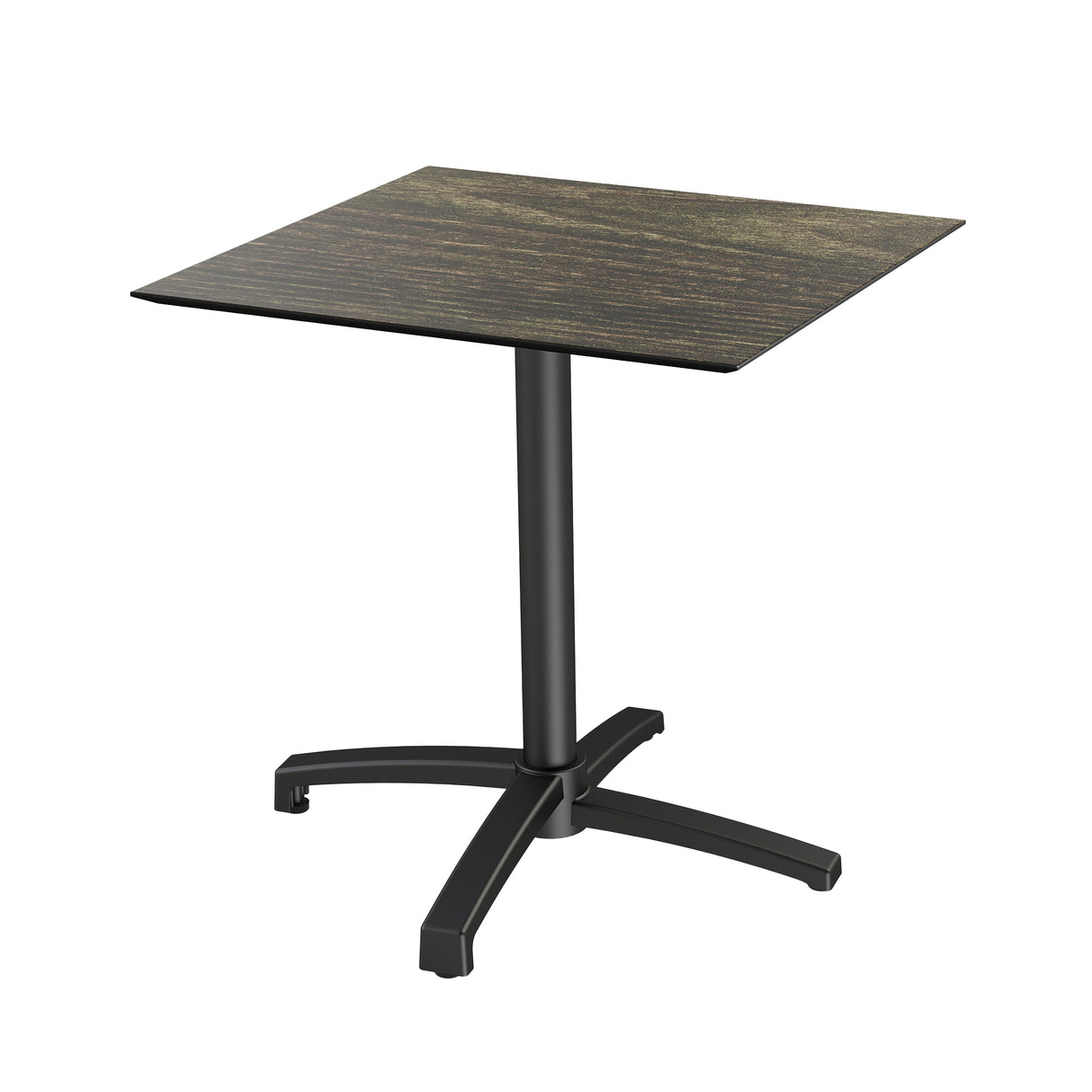 X Cross table de bistrot avec piètement noir + plateau HPL Riverwashed Wood 70x70 cm - VEBA - 1 pcs