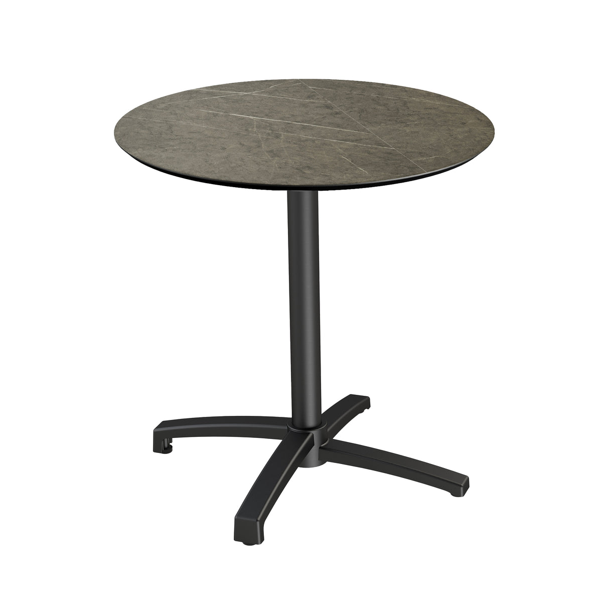 X Cross table de bistrot avec piètement noir + plateau HPL Midnight Marble Ø70 cm - VEBA - 1 pcs