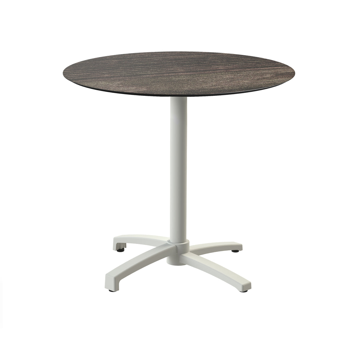X Cross table de bistrot avec piètement sable + plateau HPL Riverwashed Wood Ø70 cm - VEBA - 1 pcs