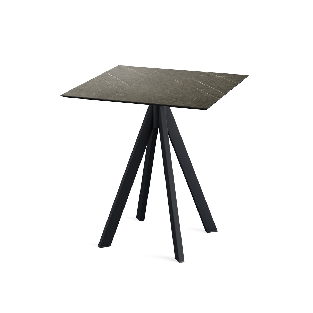 Infinity table de bistrot avec piètement noir + plateau HPL Midnight Marble 70x70 cm - VEBA - 1 pcs