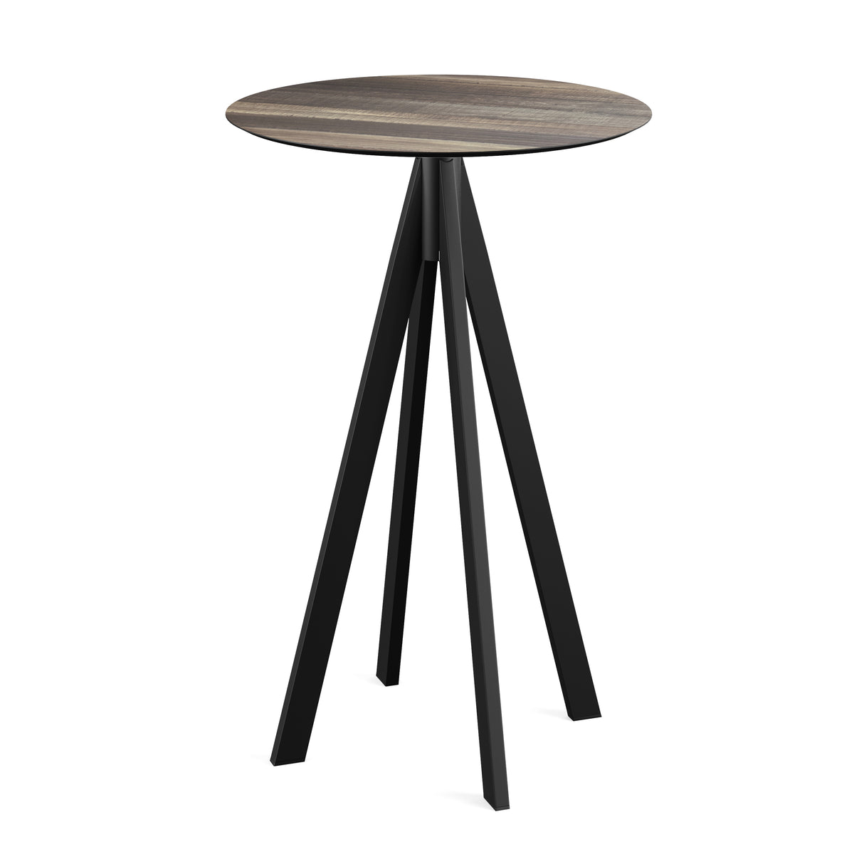 Infinity mange-debout avec piètement noir + plateau HPL Tropical Wood Ø70 cm - VEBA - 1 pcs