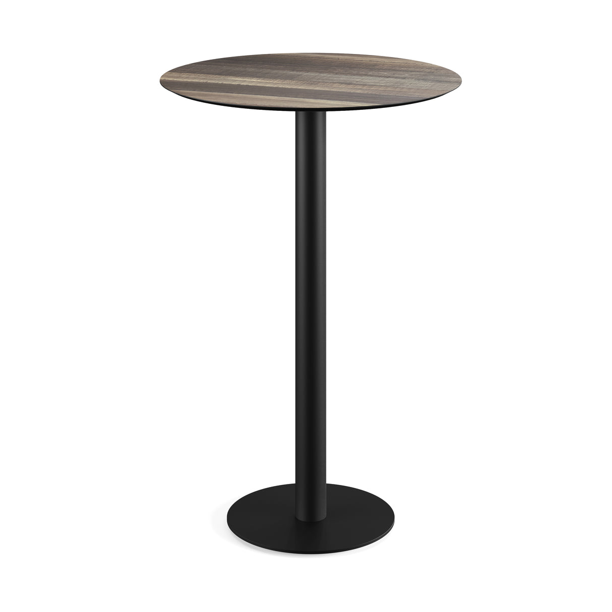 Urban mange-debout avec piètement noir + plateau HPL Tropical Wood Ø70 cm - VEBA - 1 pcs