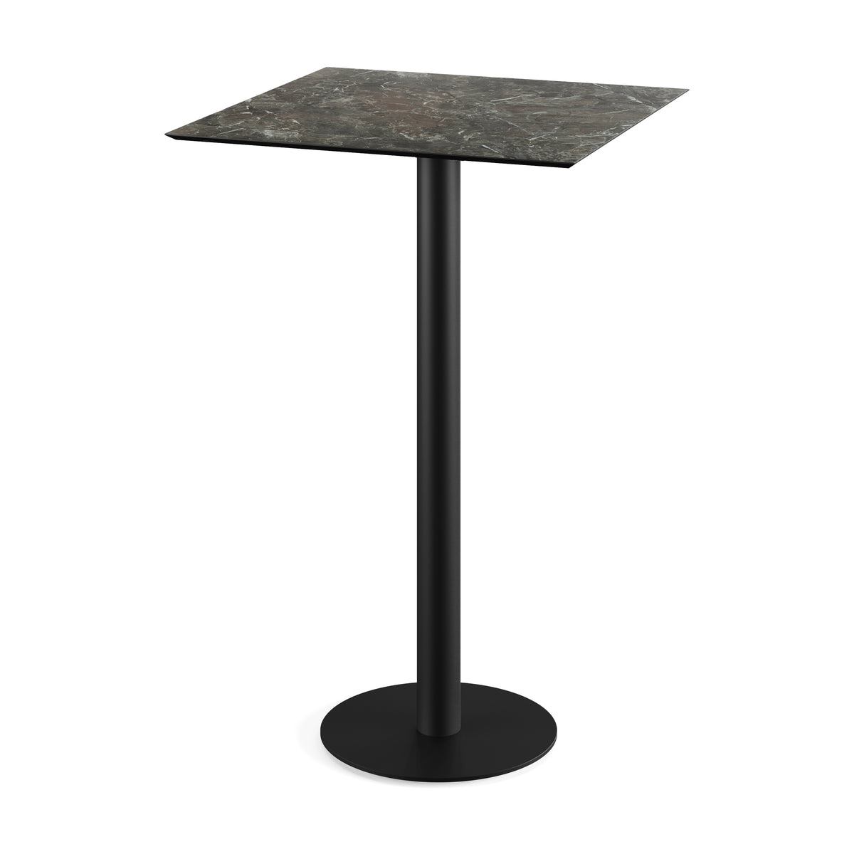 Urban mange-debout avec piètementnoir + plateau HPL Galaxy Marble 70x70 cm - VEBA - 1 pcs