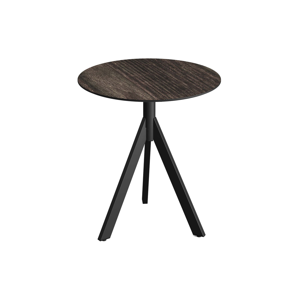 Infinity Tripod table de bistrot avec piètement noir + plateau HPL Riverwashed Wood Ø70 cm - VEBA - 1 pcs