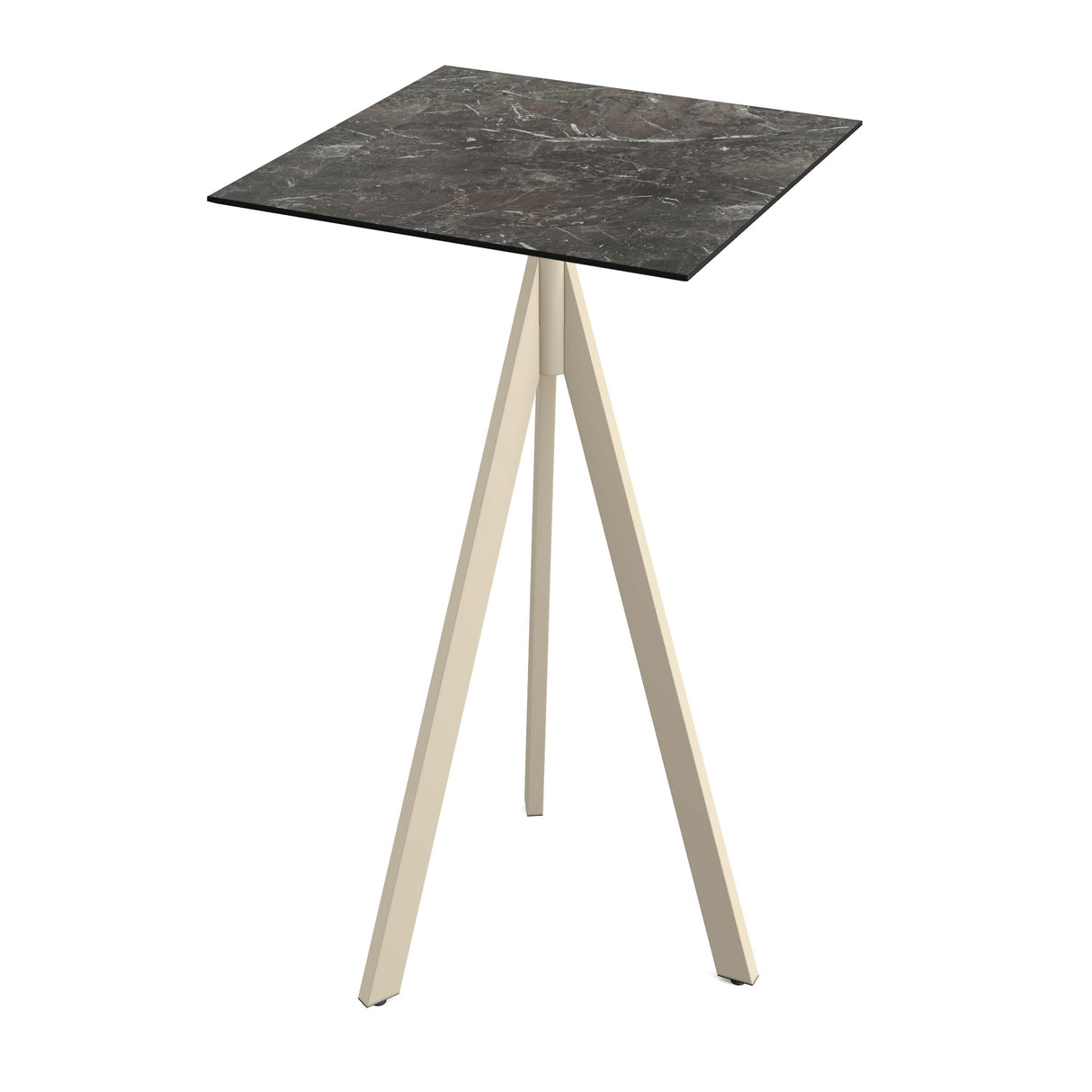 Infinity Tripod mange-debout avec piètement sable + plateau HPL Galaxy Marble 70x70 cm - VEBA - 1 pcs