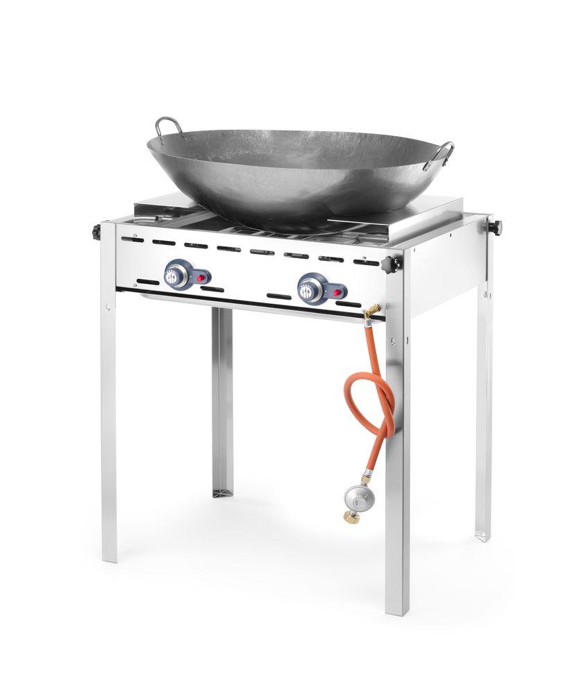 Barbecue Green Fire avec 2 brûleurs, HENDI, Profi Line, Plaque et grille en fonte émaillée GN 1/1, 11,6kW, 740x615x(H)825mm