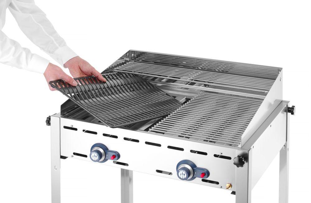 Barbecue Green Fire avec 2 brûleurs, HENDI, Profi Line, Plaque et grille en fonte émaillée GN 1/1, 11,6kW, 740x615x(H)825mm