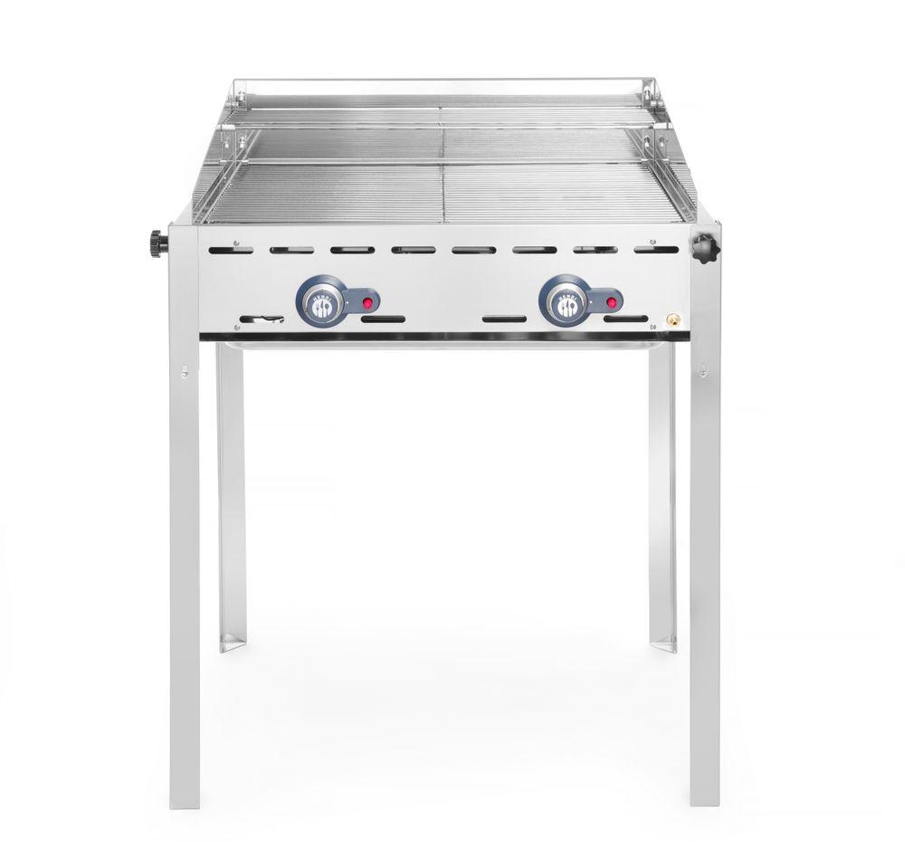 Barbecue Green Fire avec 2 brûleurs, HENDI, Profi Line, Plaque et grille en fonte émaillée GN 1/1, 11,6kW, 740x615x(H)825mm