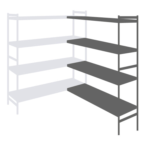 RAYONNAGES DEMONTABLES - RETOURS D'ANGLE - 4 NIVEAUX - LONGUEUR 2488