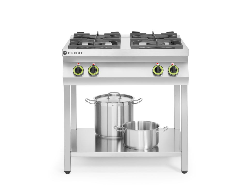 Cuisinière à gaz - 4 feux, support ouvert - HENDI