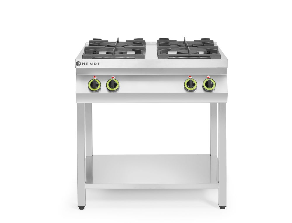 Cuisinière à gaz - 4 feux, support ouvert - HENDI