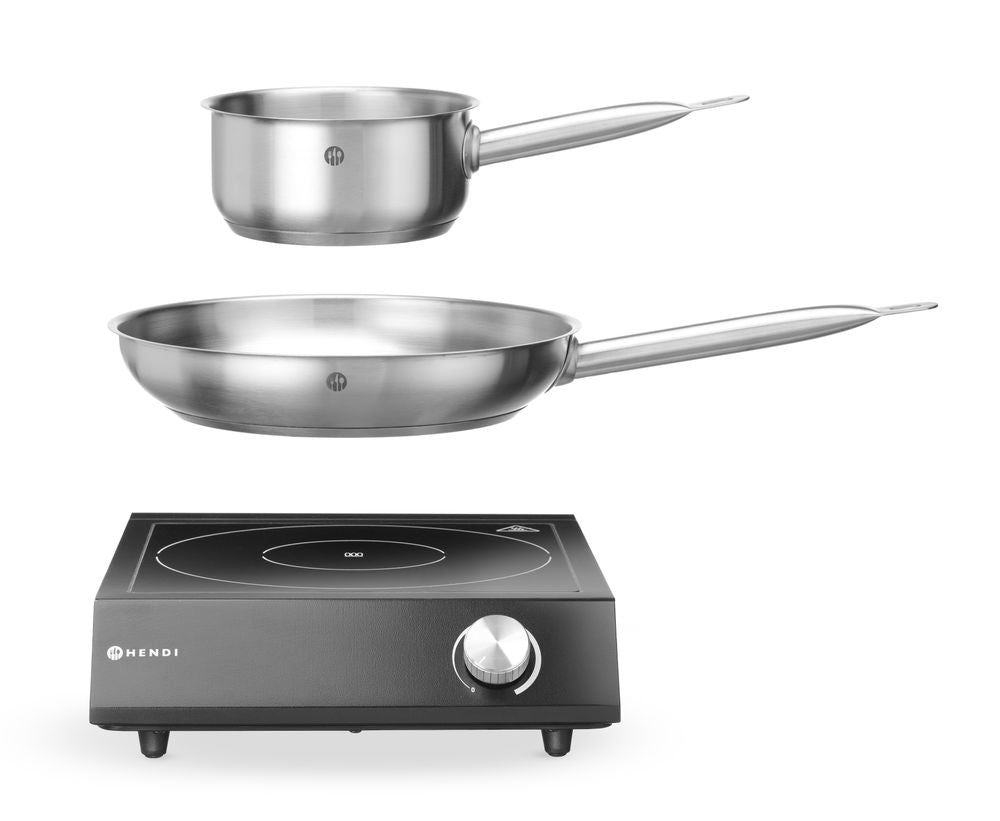 Set : Plaque de cuisson à induction 3500W + casserole + poêle - HENDI