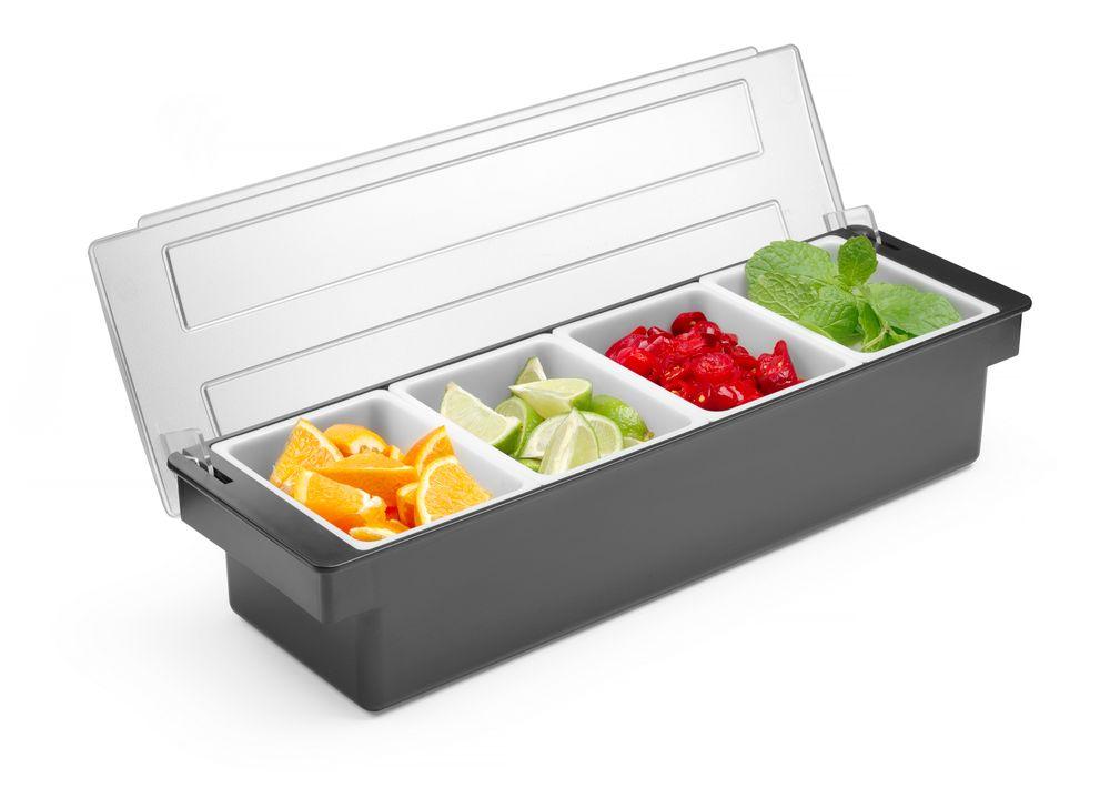 Boîte à ingrédients - 4 bacs, Bar up, 480x150x(H)100mm