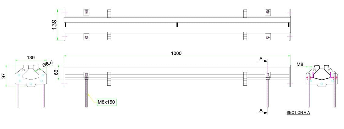 GOUTTIÈRE À FENTE CONNECTABLE EN ACIER INOXYDABLE 1000X65 - 7107.0010 - COMBISTEEL