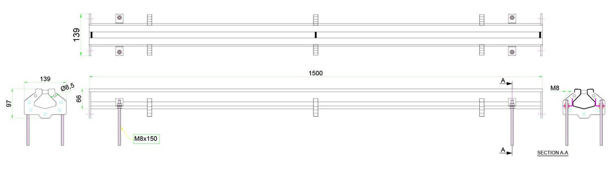 GOUTTIÈRE À FENTE CONNECTABLE EN ACIER INOXYDABLE 1500X65 - 7107.0015 - COMBISTEEL
