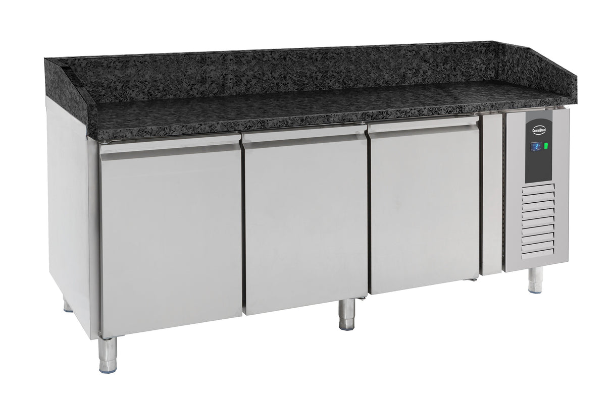 TABLE PRÉP POUR PIZZA 3 PORTES GRANIT NOIR - 7950.0054 - COMBISTEEL