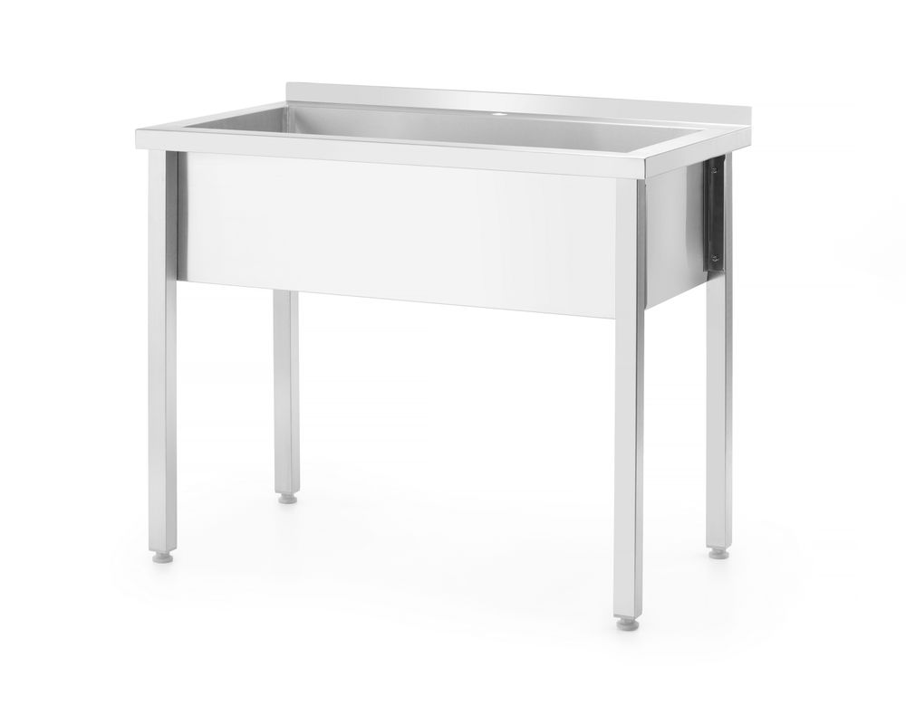 Table avec bac de lavage simple, sans dosseret –vissée, profondeur 600 mm - HENDI