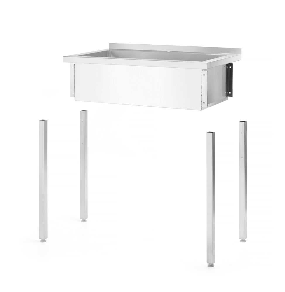Table avec bac de lavage simple, sans dosseret –vissée, profondeur 600 mm - HENDI