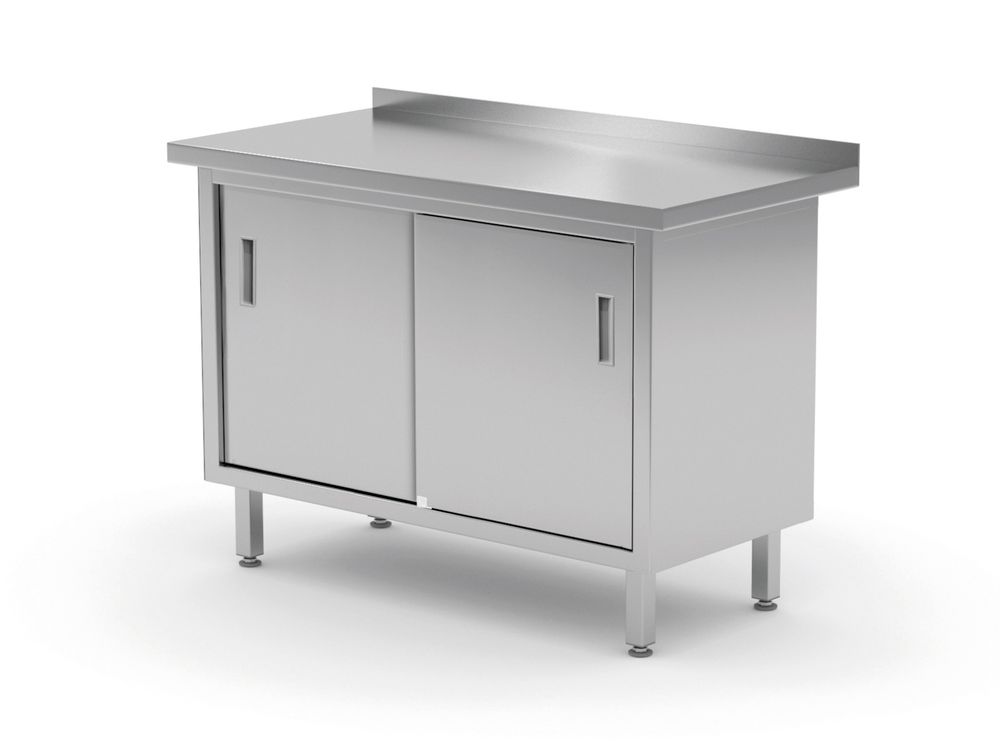 Table murale avec placard, portes coulissantes – soudée - HENDI