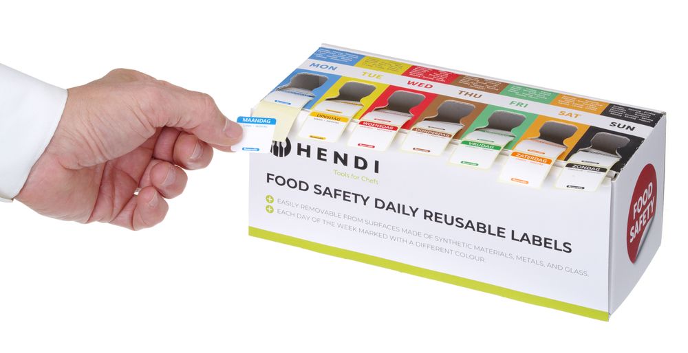 Jeu d'étiquettes de sécurité alimentaire, multi-usage, facile à retirer, avec distributeur - HENDI