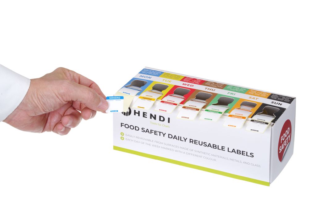Jeu d’autocollants de sécurité alimentaire, multi-usage, facile à retirer, avec distributeur - HENDI
