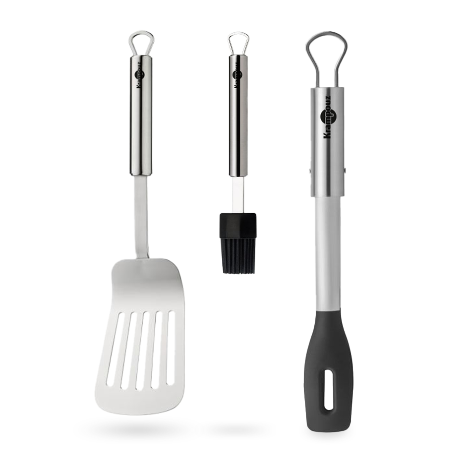 Set Plancha (comprenant pince, spatule et pinceau) - KRAMPOUZ