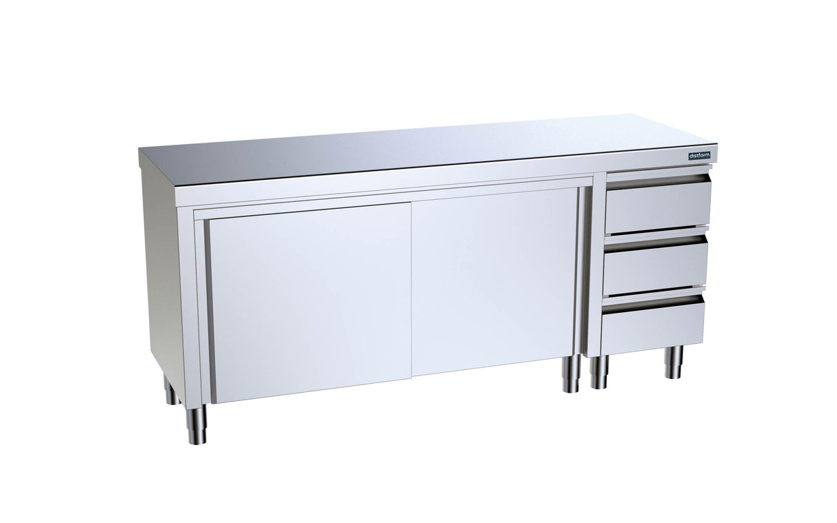 Module central 2400x600x850 avec portes et module de tiroirs à droite- DISTFORM - F0071006