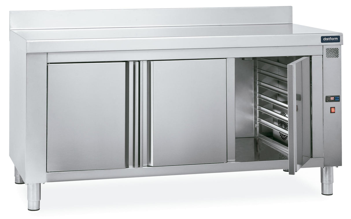 Table adossée chauffante 1600x700x850 3 glissières GN 1/1 portes battantes- DISTFORM - F0432002