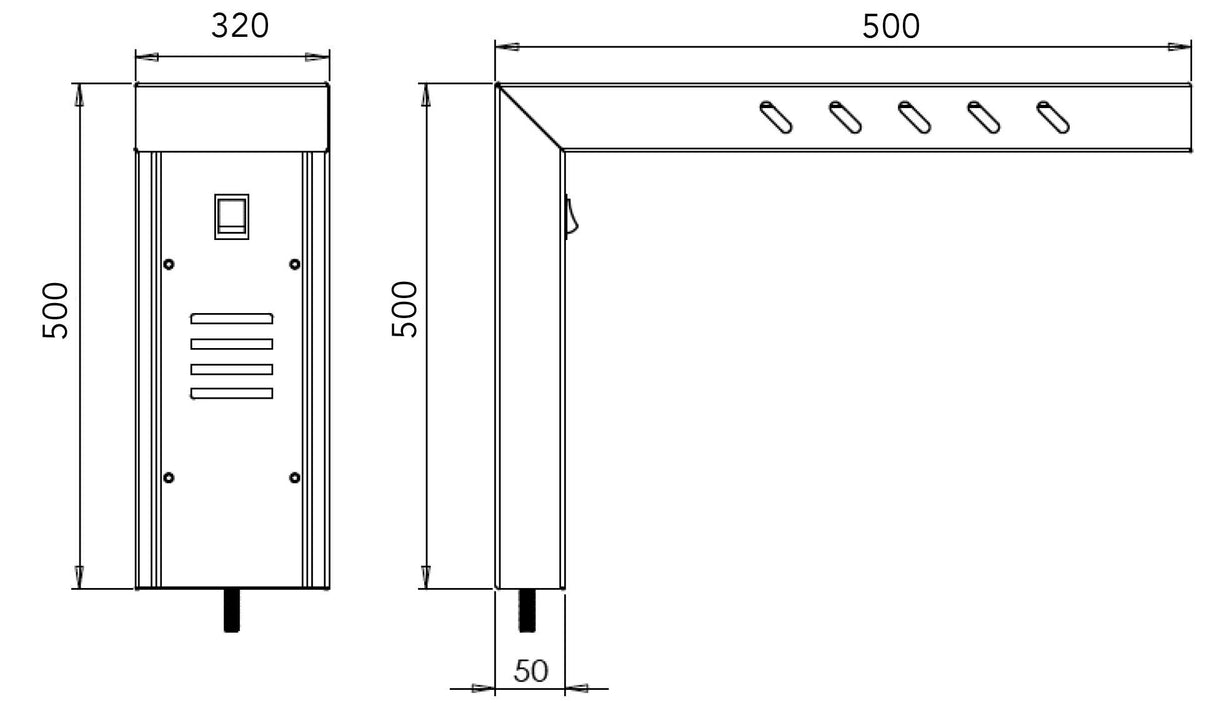 Rampe chauffante 500x320x500 mm avec embout à visser- DISTFORM - F1100130