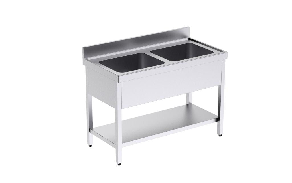 Bâti avec plonge 1200x700 double et étagère- DISTFORM - FB2E7120