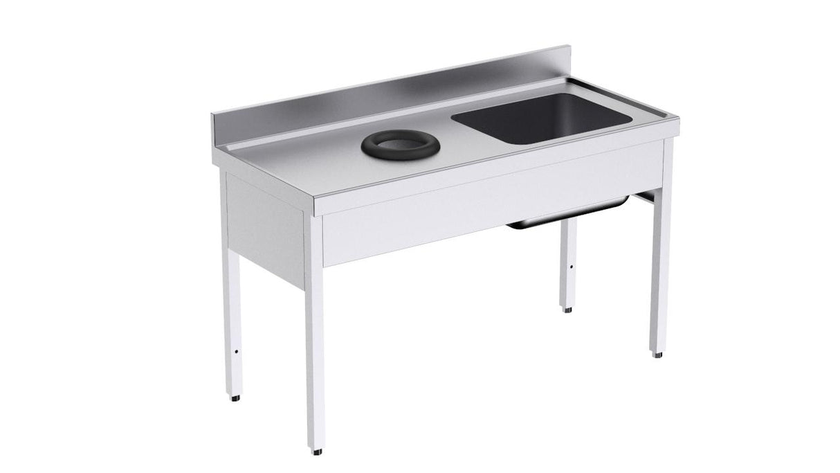 Bâti plonge avec orifice vide-déchets 1400x600x850 à droite- DISTFORM - FBAD0614