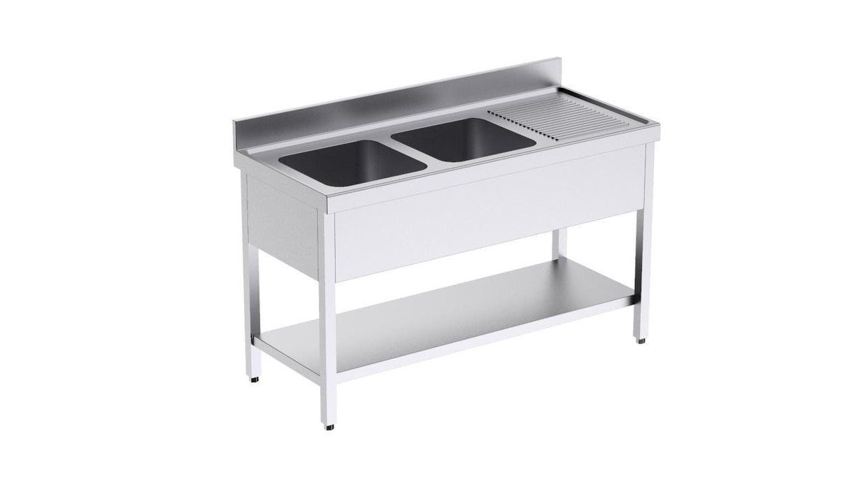 Bâti avec plonge 1400x600 D double et étagère- DISTFORM - FBDE6142