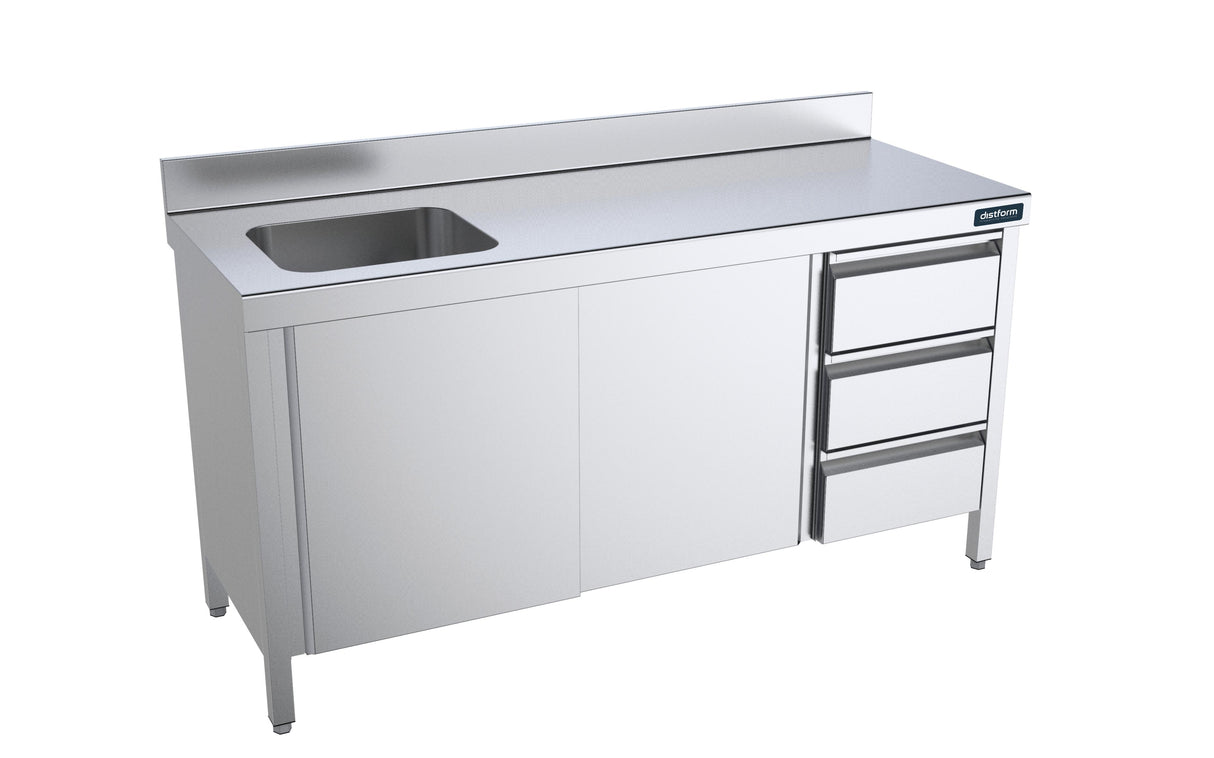 Table de 1400x700 avec portes, module et bac à gauche- DISTFORM - FCIPB714