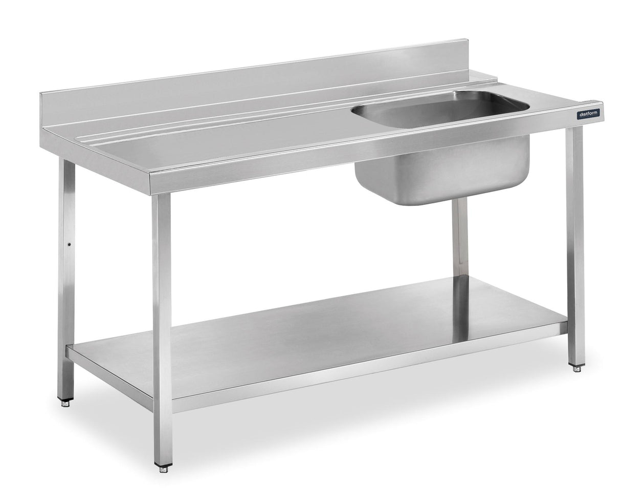 Table murale entrée de prélavage bac à droite et étagère 1100x750x850- DISTFORM - FPMEC11D