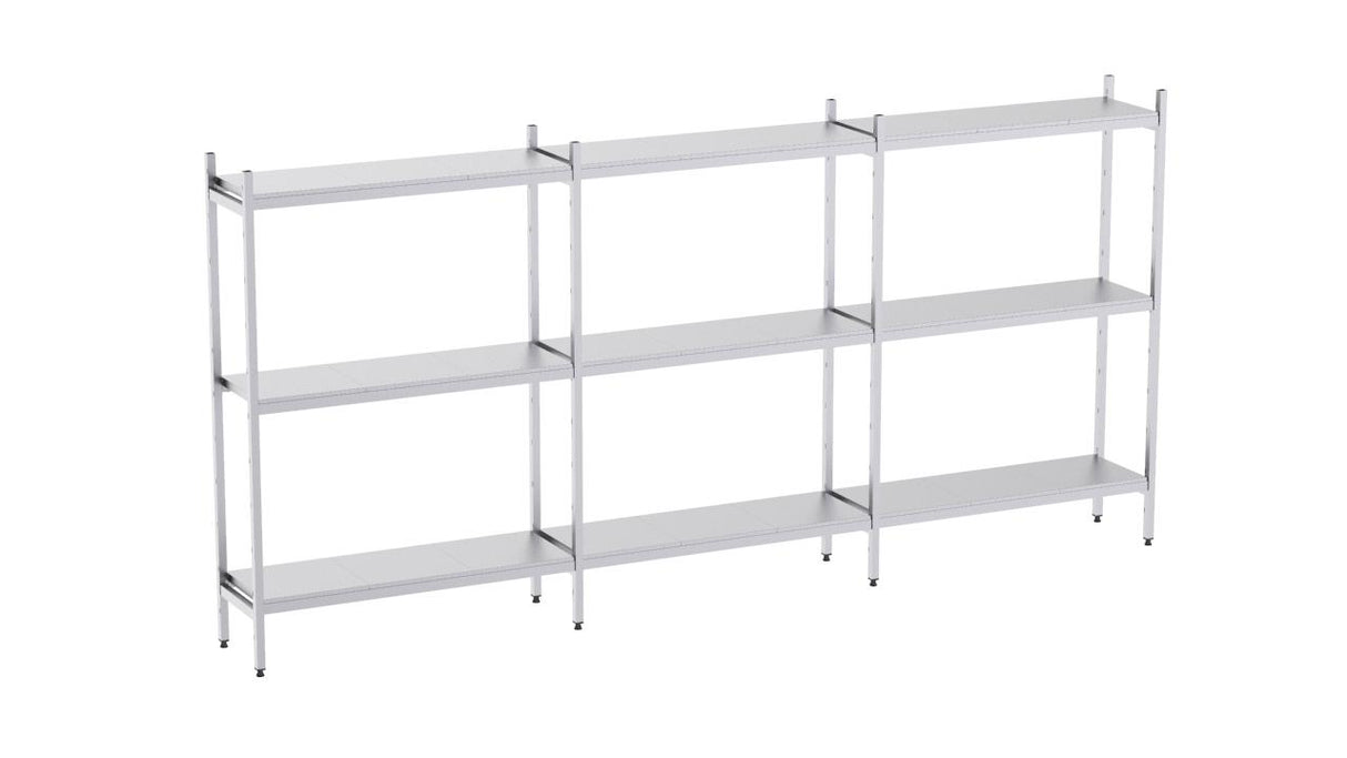 Rayonnage en acier inoxydable linéaires 4520x400 lisse 3 niveaux- DISTFORM - KIT00413