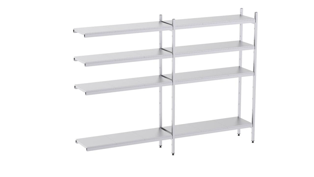 Rayonnage en acier inoxydable linéaires 1990x400 lisse 4 niveaux- DISTFORM - KIT00449