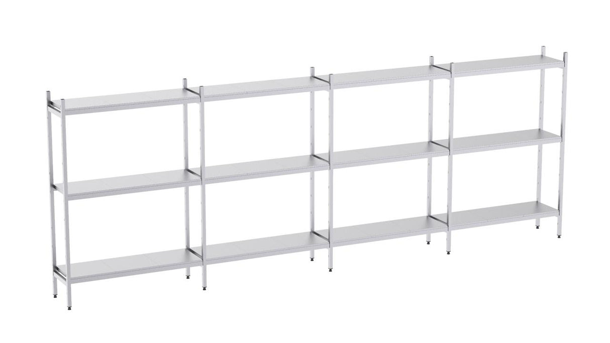 Rayonnage en acier inoxydable linéaires 4950x500 lisse 3 niveaux- DISTFORM - KIT00604