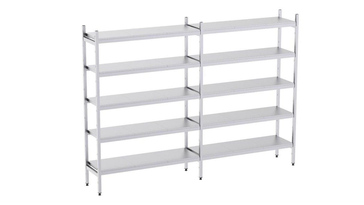 Rayonnage en acier inoxydable linéaires 2190x500 lisse 5 niveaux- DISTFORM - KIT00699