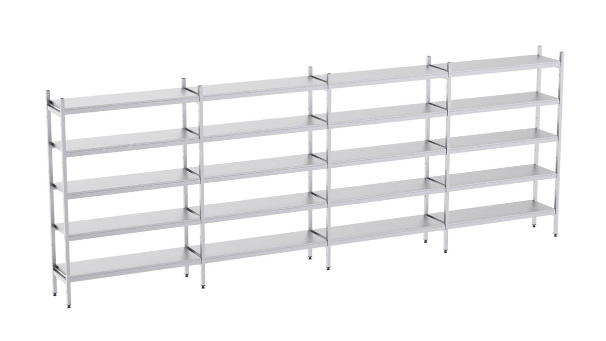 Rayonnage en acier inoxydable linéaires 6050x500 lisse 5 niveaux- DISTFORM - KIT00739