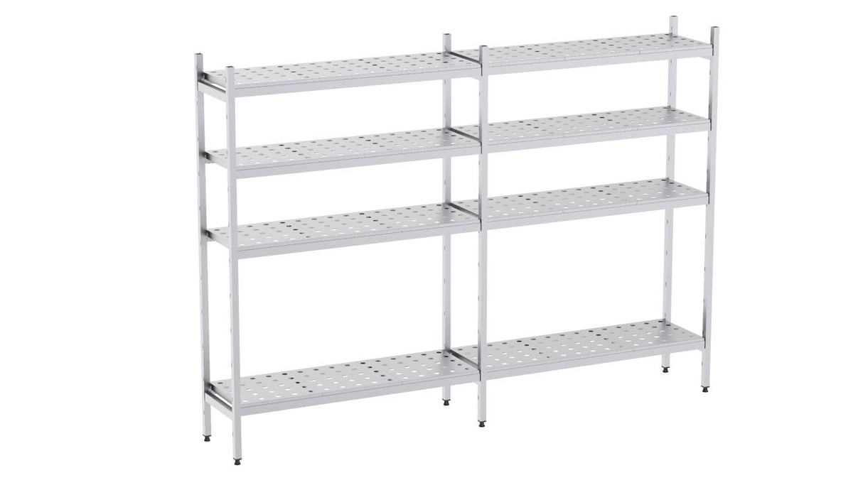 Rayonnage en acier inoxydable linéaires 2690x500 perf. 4 niveaux- DISTFORM - KIT01014