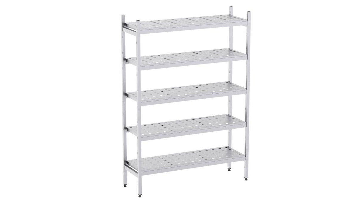 Rayonnage en acier inoxydable linéaires 660x500 perf. 5 niveaux- DISTFORM - KIT01055