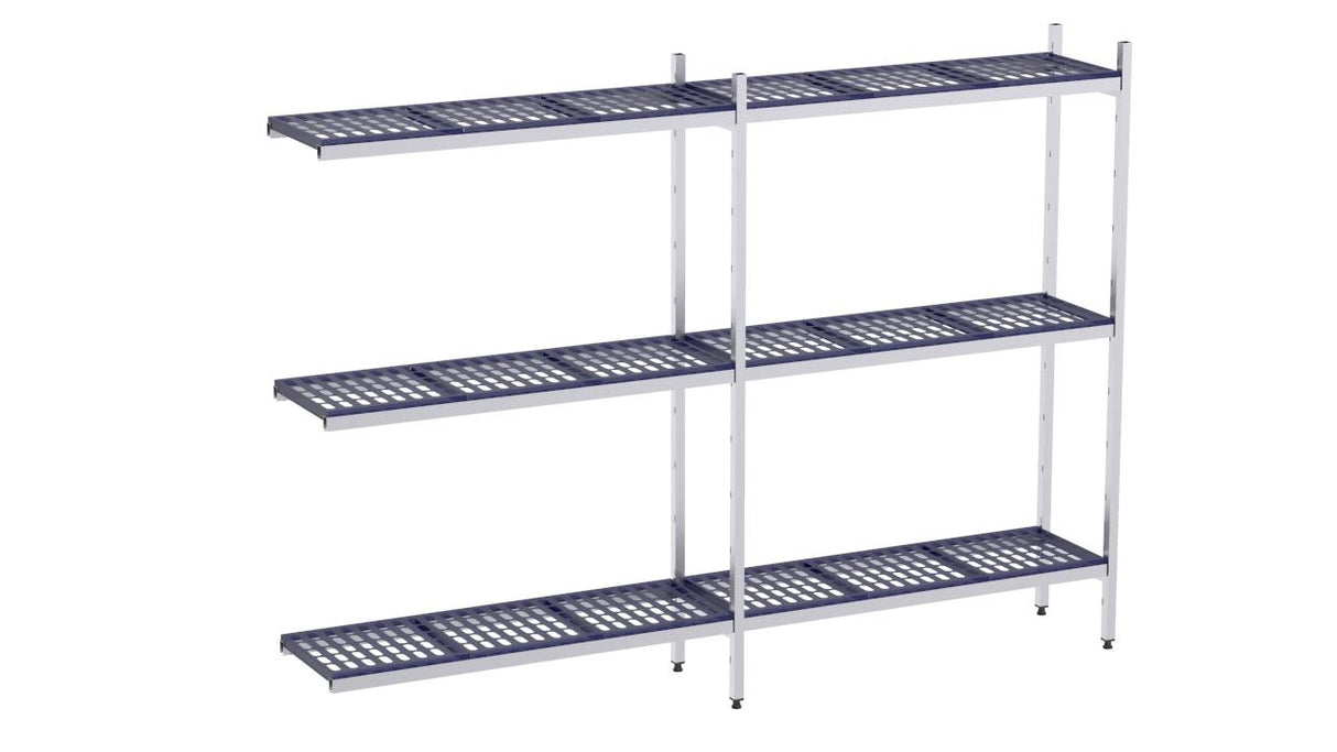 Rayonnage en acier inoxydable d'angle 3260x400 polyp. 3 niveaux- DISTFORM - KIT02028