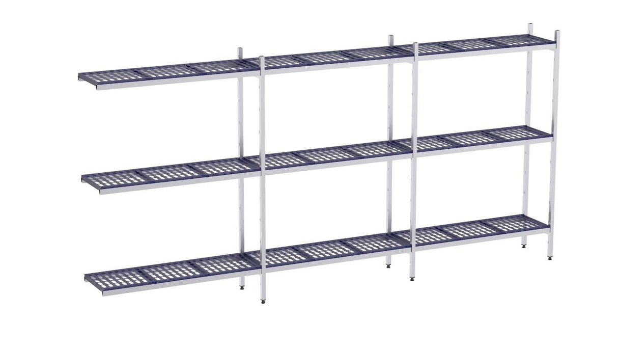 Rayonnage en acier inoxydable d'angle 4690x400 polyp. 3 niveaux- DISTFORM - KIT02043