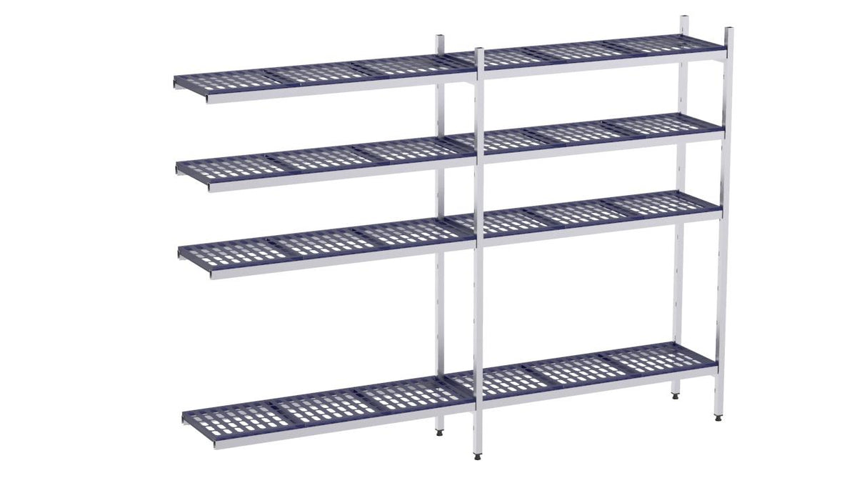 Rayonnage en acier inoxydable d'angle 2460x400 polyp. 4 niveaux- DISTFORM - KIT02082