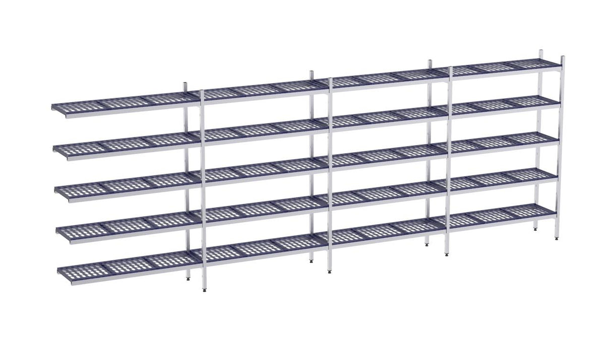Rayonnage en acier inoxydable d'angle 5720x400 polyp. 5 niveaux- DISTFORM - KIT02178