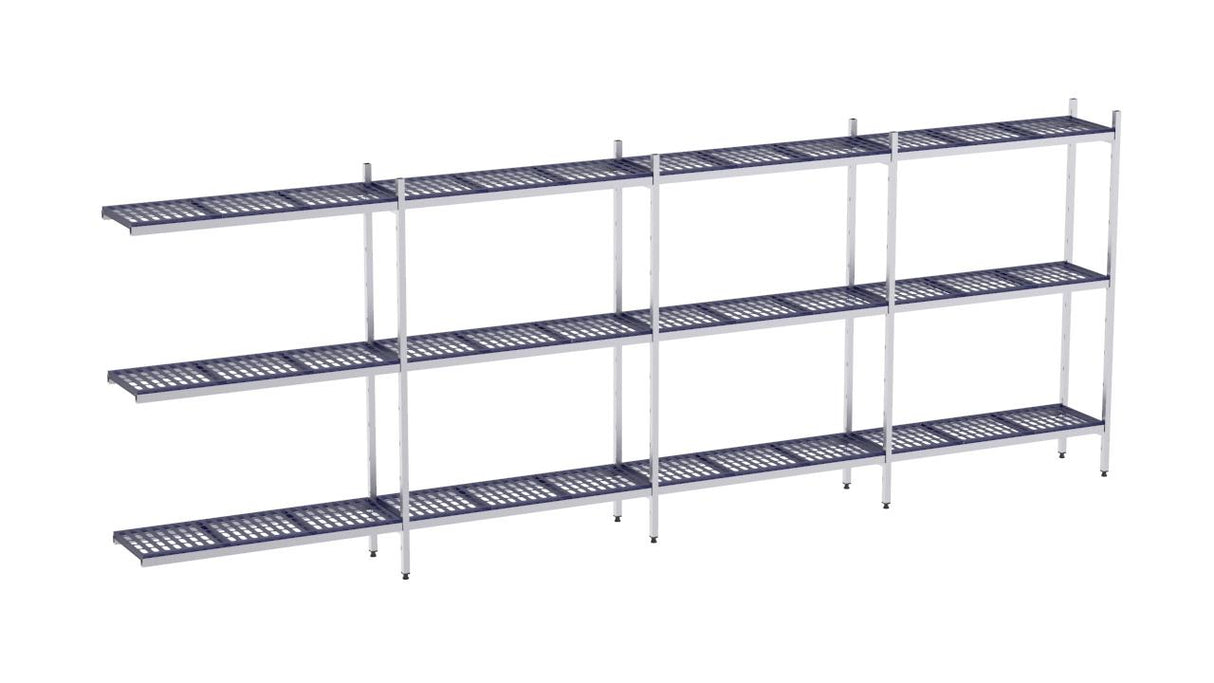 Rayonnage en acier inoxydable d'angle 5520x500 polyp. 3 niveaux- DISTFORM - KIT02238