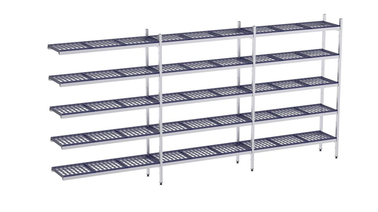 Rayonnage en acier inoxydable d'angle 3690x500 polyp. 5 niveaux- DISTFORM - KIT02343