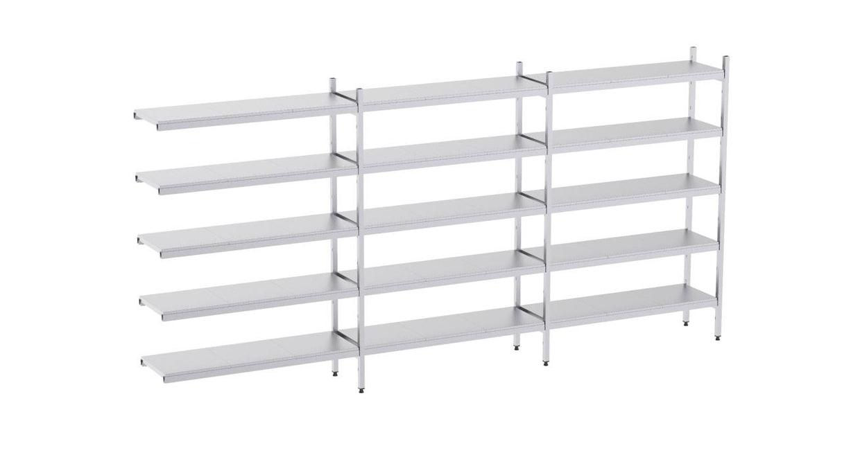 Rayonnage en acier inoxydable d'angle 4920x400 lisse 5 niveaux- DISTFORM - KIT02542