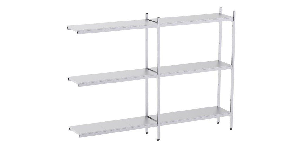 Rayonnage en acier inoxydable d'angle 2960x500 lisse 3 niveaux- DISTFORM - KIT02583
