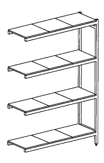 Rayonnage en acier inoxydable d'angle 3160x500 lisse 3 niveaux- DISTFORM - KIT02585